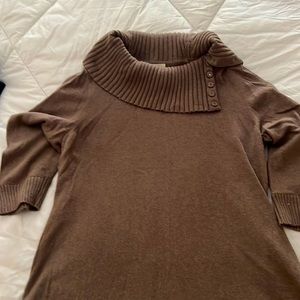 Chico’s soft brown snap down cowl neck sweater